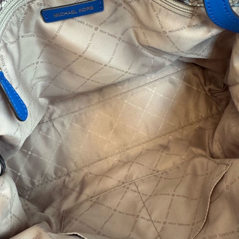 Michael Kors Snake Print Tote in Blue and Tan - Picture 4 of 13